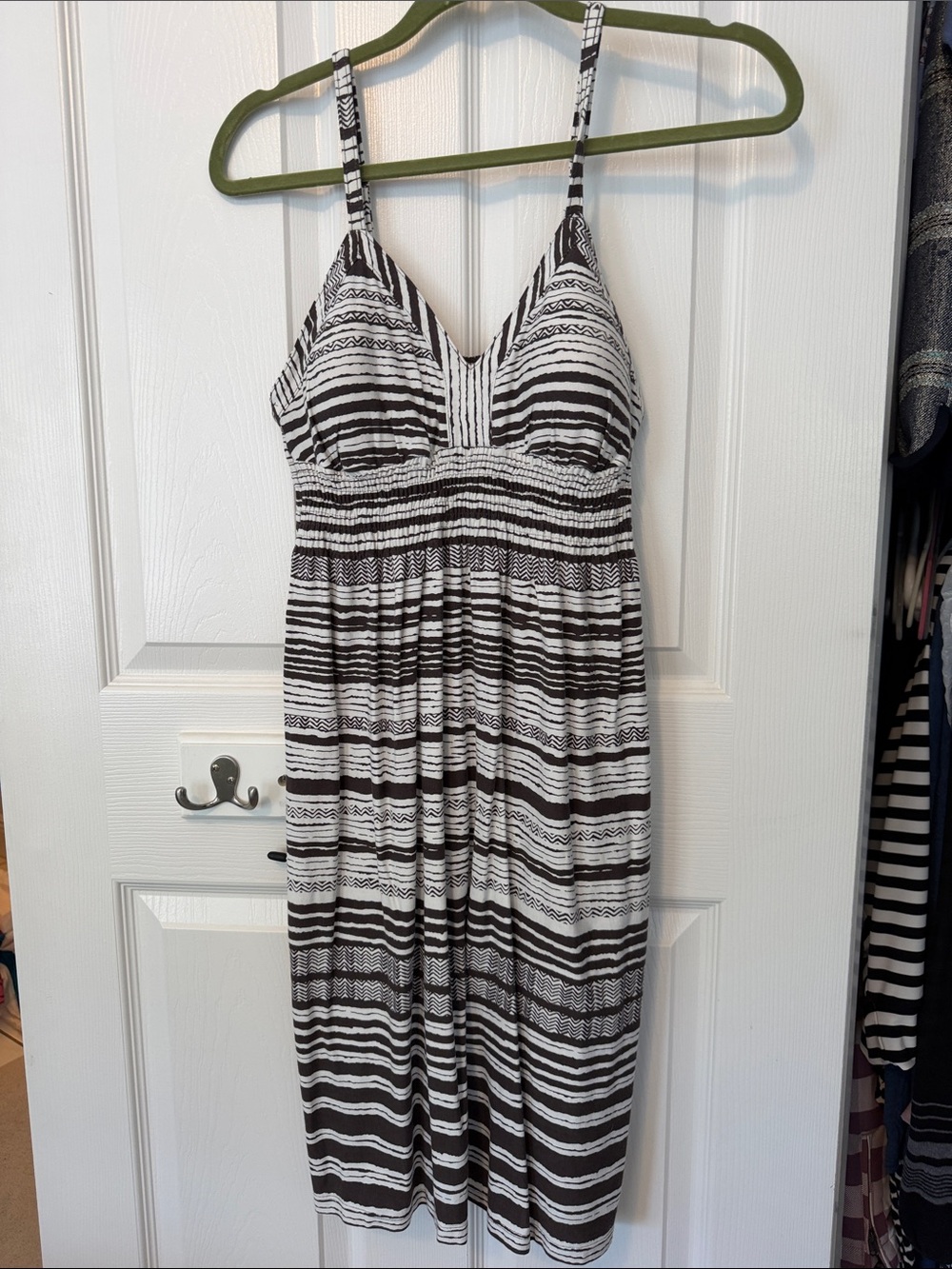 Athleta Black and White Striped Mini Dress